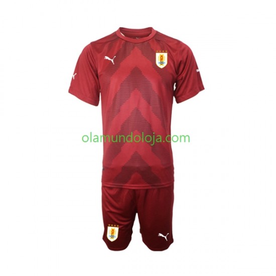 Camisola Uruguai Guarda-redes Criança Equipamento Primeiro Copa do Mundo 2022 Manga Curta